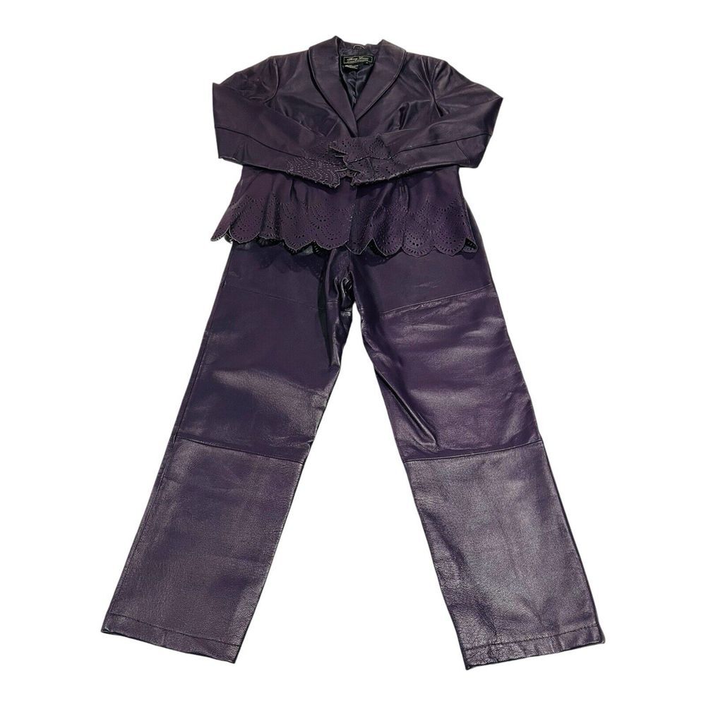 Jerry Lewis Classic Luxuries Sets  Leather Blazer Sz S And Straight Leg Pants 6P